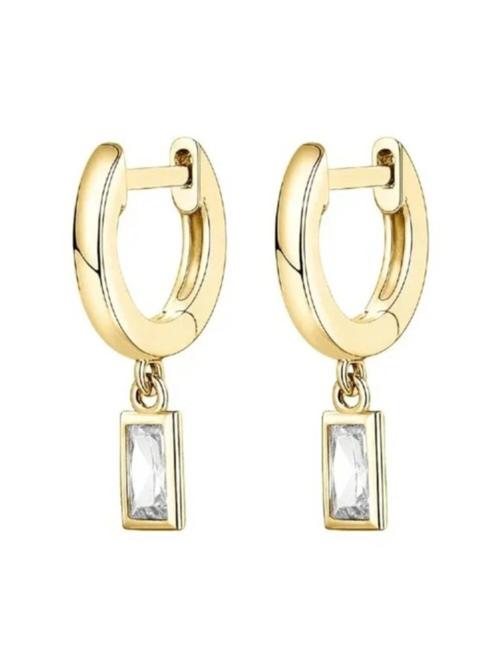 14K Gold-Plated S925 Sterling Silver Post Lightweight Drop/Dangle Huggie…